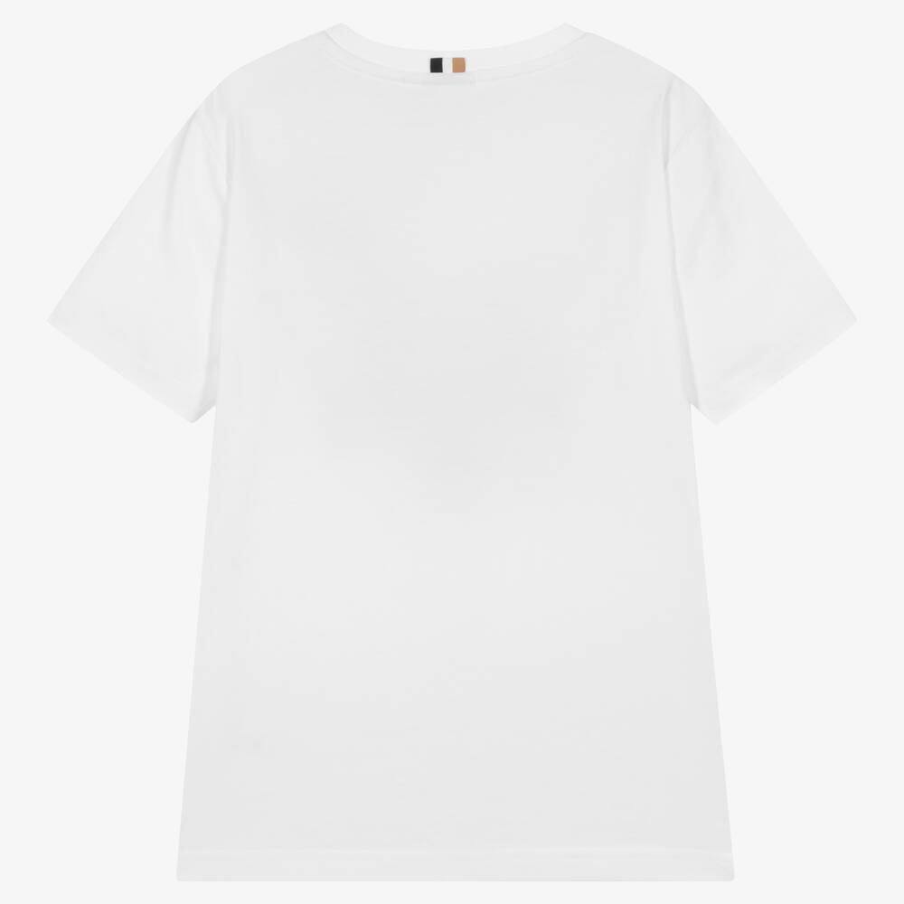 BOSS-Teen Boys White Cotton T-Shirt | Childrensalon Outlet