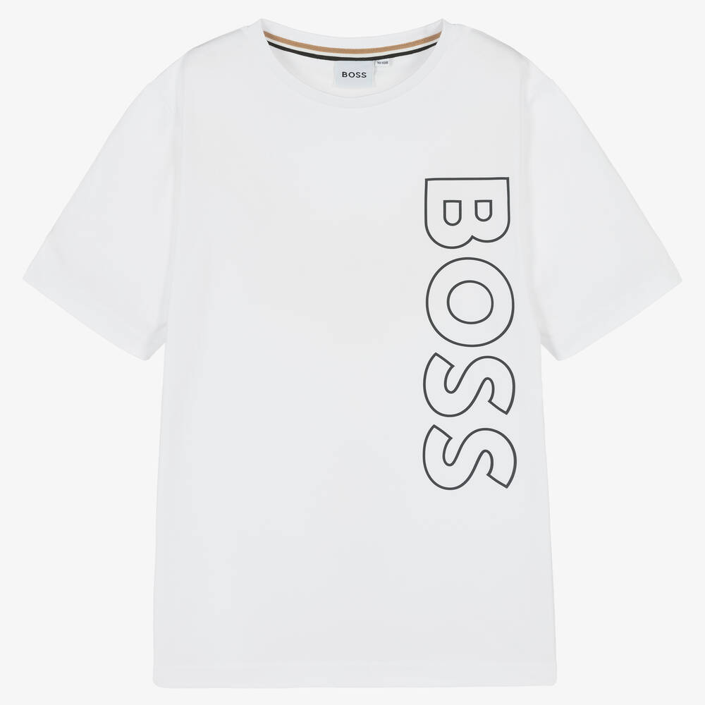 BOSS - Белая хлопковая футболка для мальчиков-подростков | Childrensalon