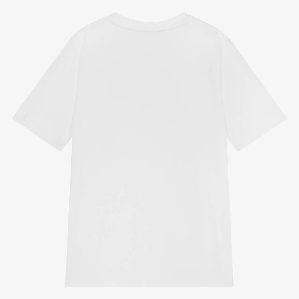 بوس-تيشيرت قطن جيرسي لون أبيض للمراهقين | Childrensalon Outlet