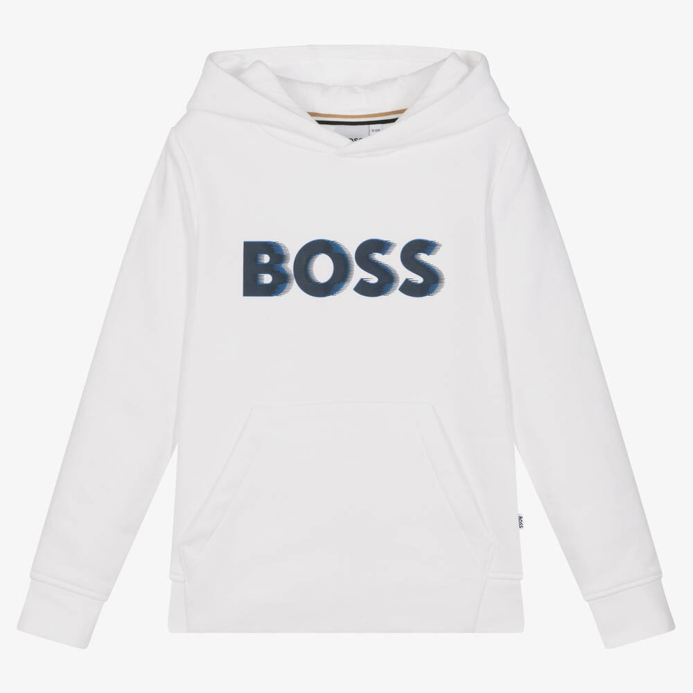 Boss white hoodie outlet