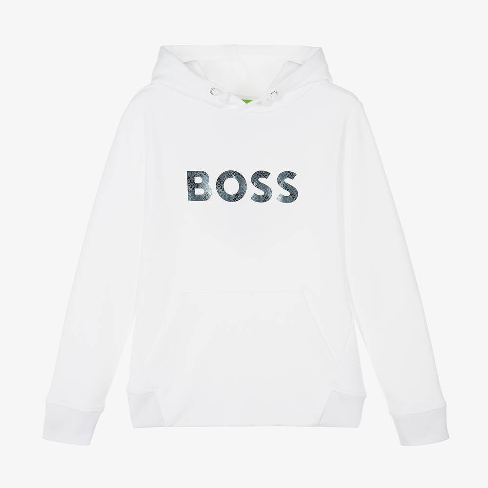 BOSS - Weißer Teen Jersey-Kapuzenpulli | Childrensalon