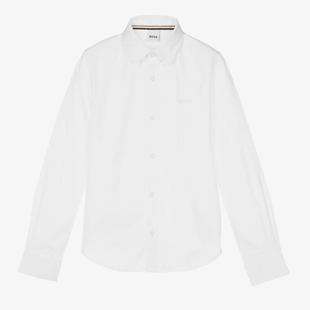 BOSS - Белая рубашка для мальчиков-подростков | Childrensalon