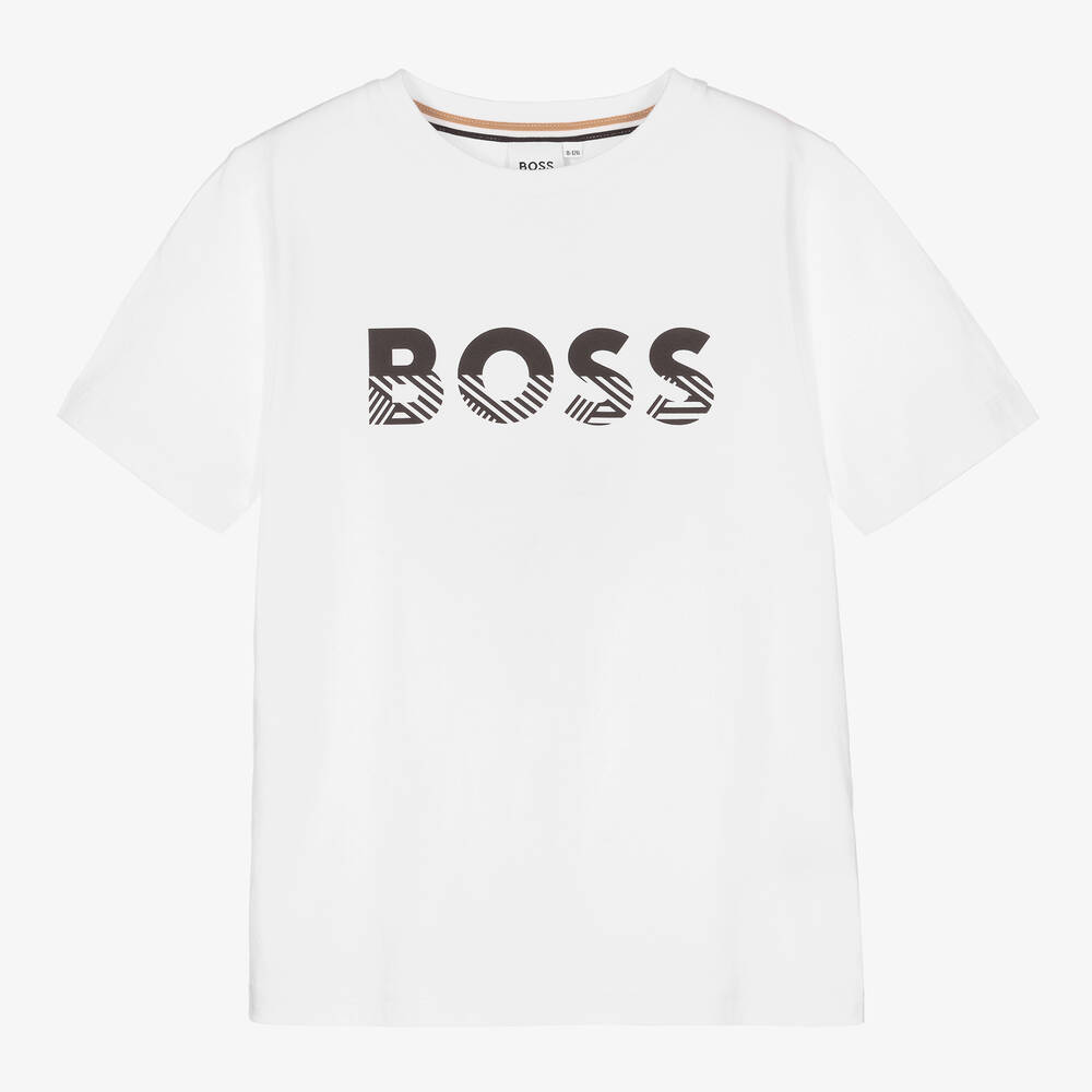 BOSS - Белая футболка для мальчиков-подростков | Childrensalon