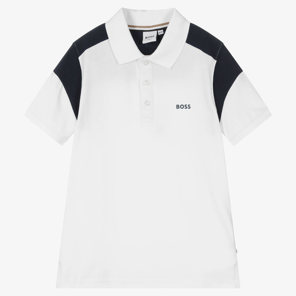 BOSS - Teen Boys White Polo Shirt | Childrensalon