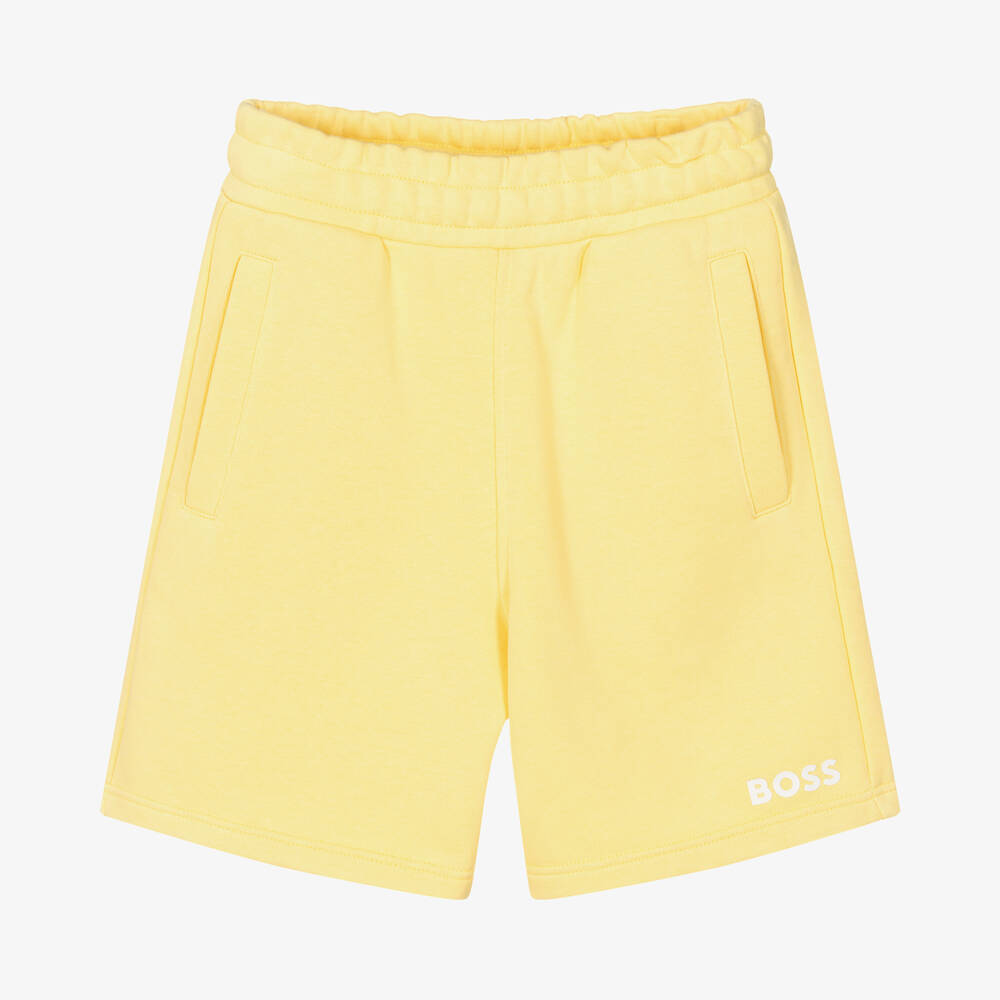BOSS - Teen Boys Yellow Cotton Logo Shorts | Childrensalon