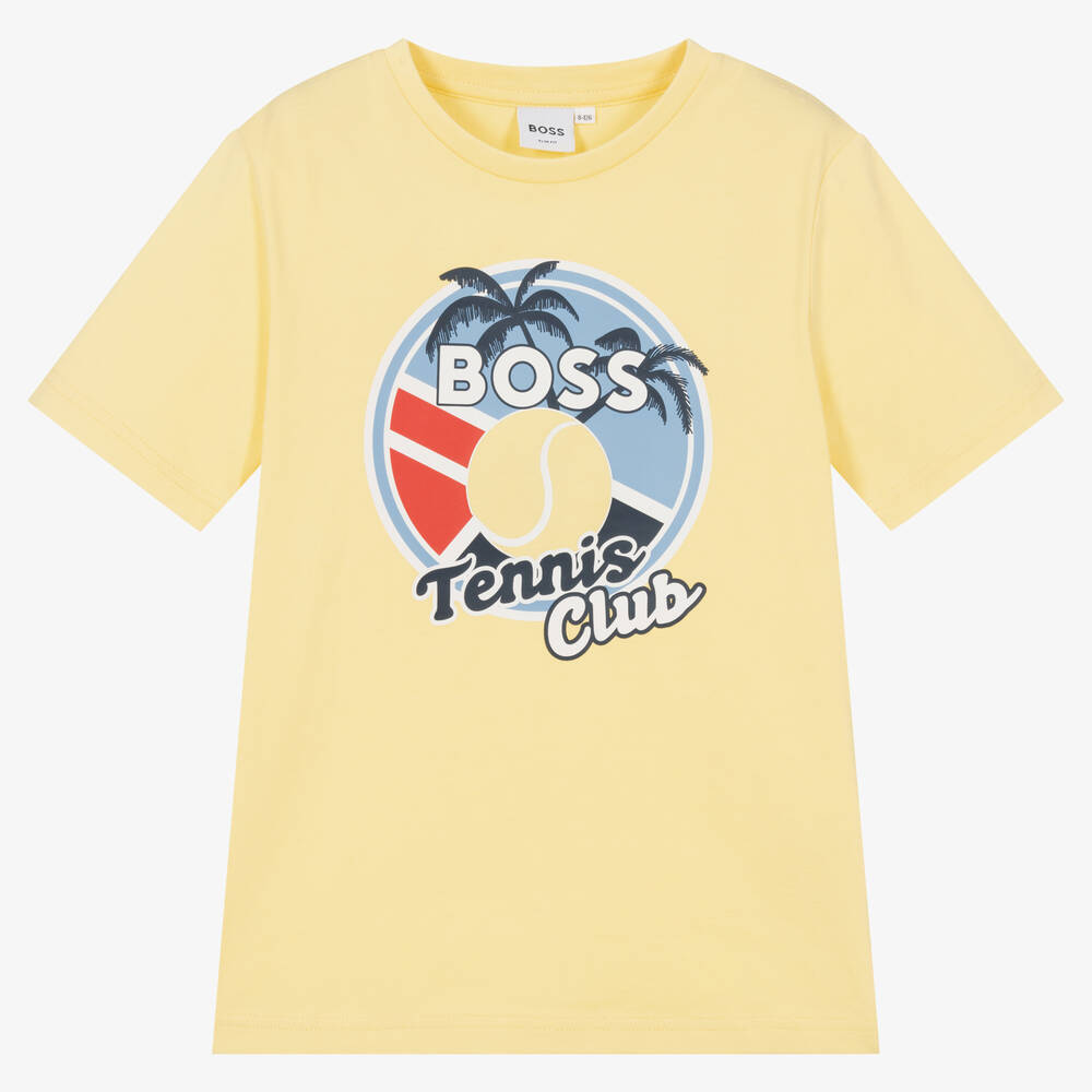 BOSS - Teen Boys Yellow Cotton Logo T-Shirt | Childrensalon