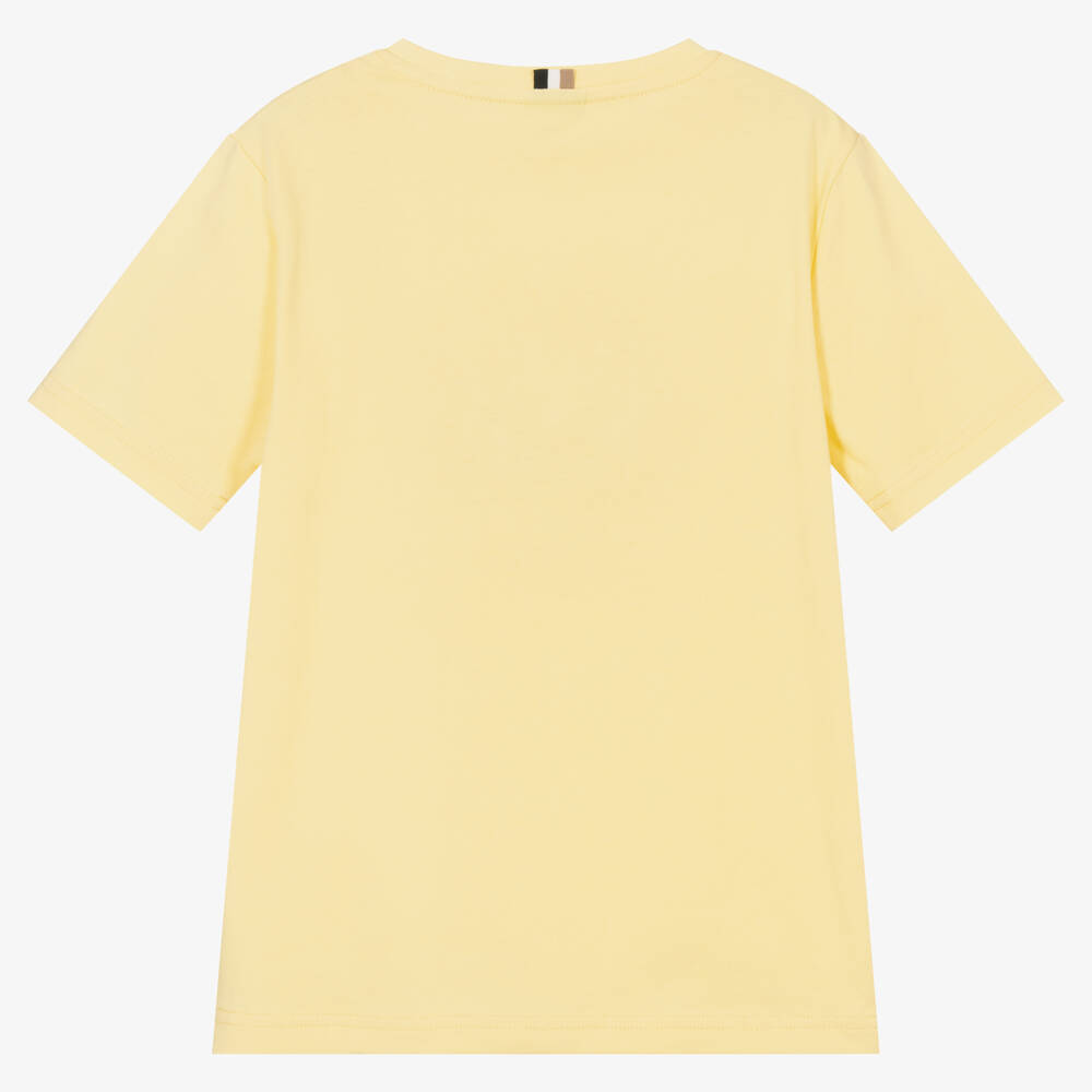 BOSS-Teen Boys Yellow Cotton Logo T-Shirt | Childrensalon Outlet