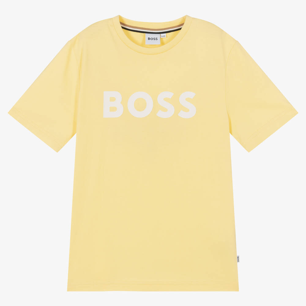 BOSS - T-shirt jaune en coton ado garçon | Childrensalon