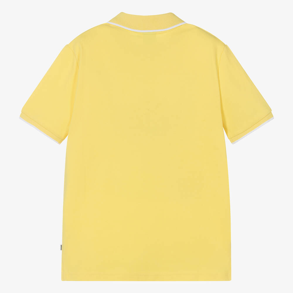 BOSS-توب بولو قطن بيكيه لون أصفر للمراهقين | Childrensalon Outlet