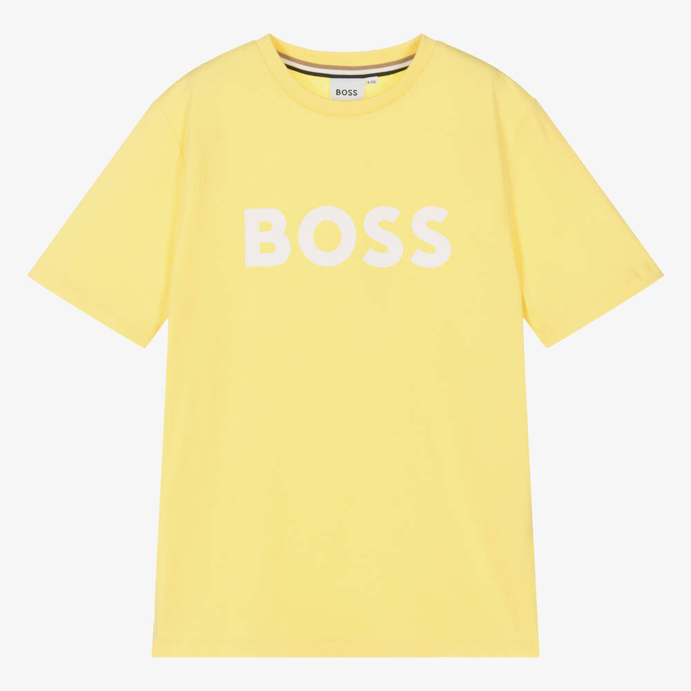 BOSS-Желтая хлопковая футболка для мальчиков-подростков | Childrensalon Outlet