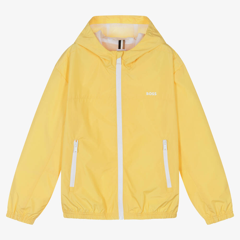 BOSS - Teen Boys Yellow Logo Windbreaker Jacket | Childrensalon