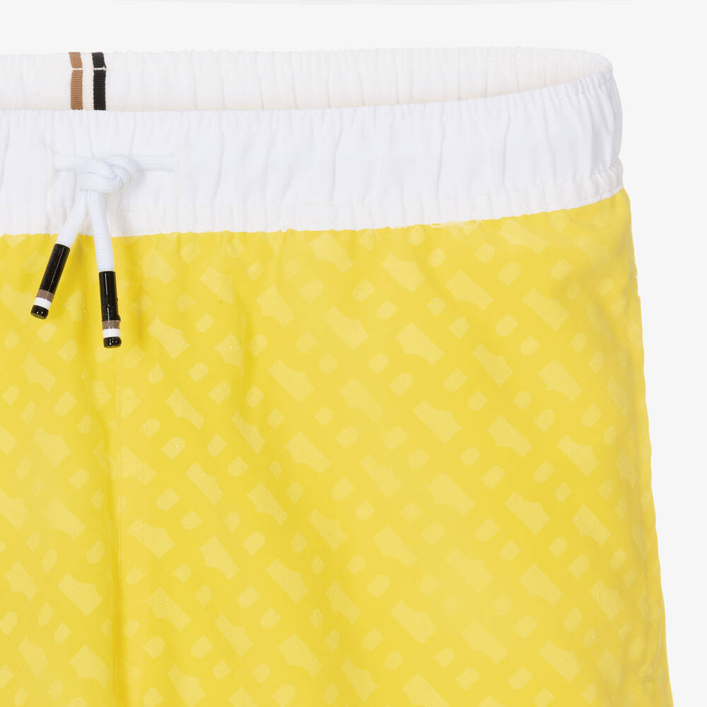 BOSS-Teen Boys Yellow Magic Print Swim Shorts | Childrensalon Outlet