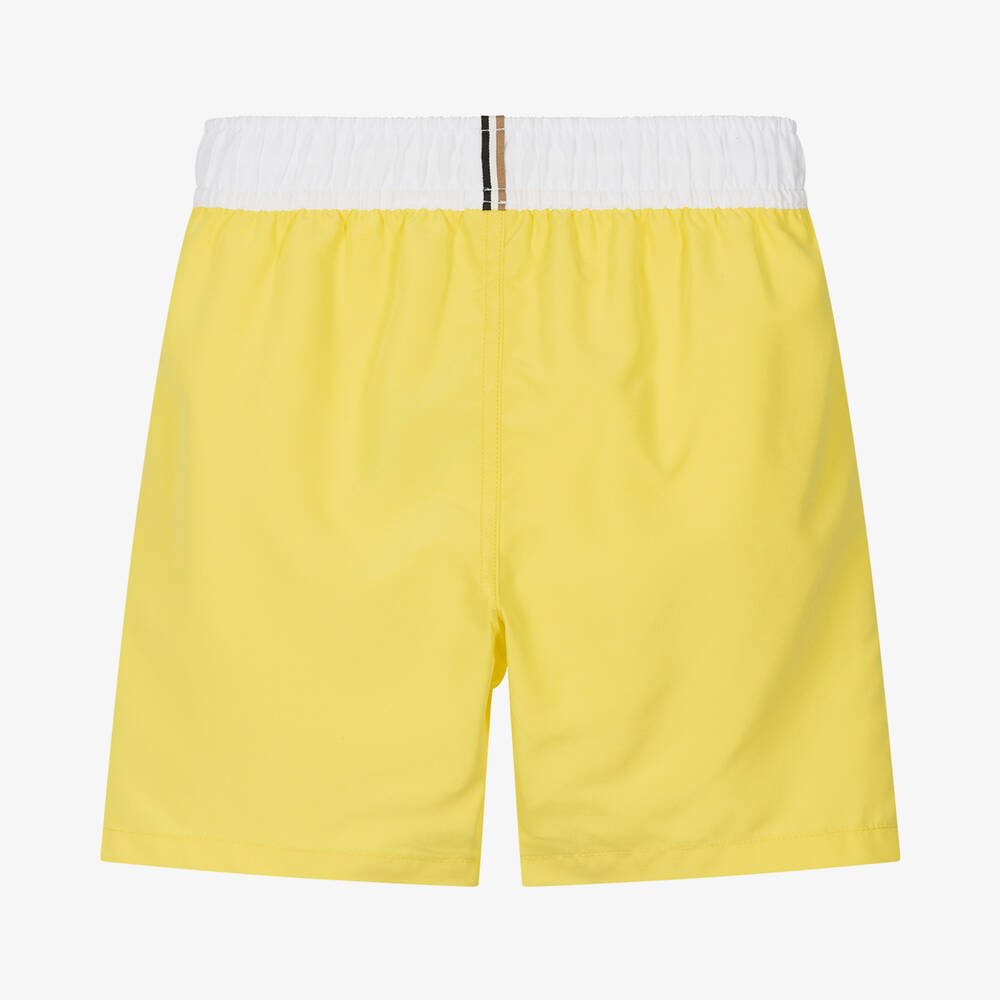 BOSS-Teen Boys Yellow Magic Print Swim Shorts | Childrensalon Outlet