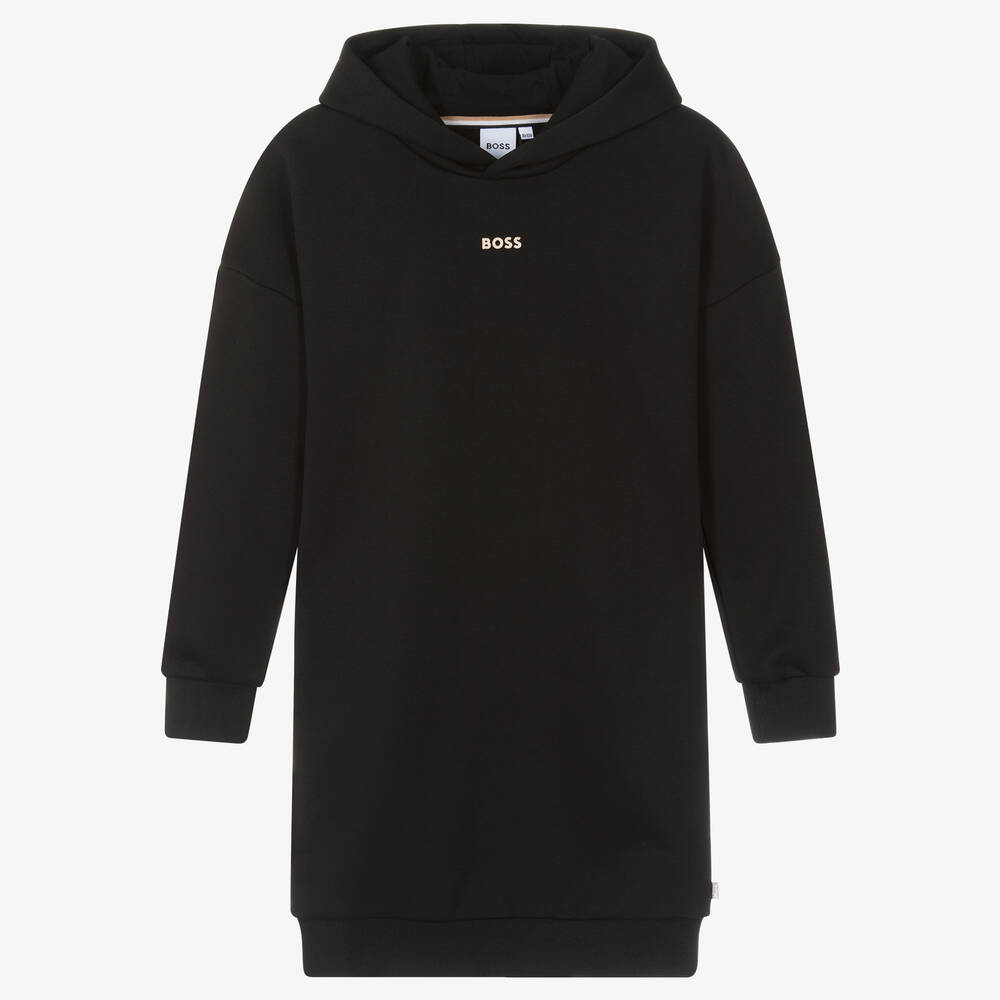 BOSS Robe sweat noire en coton ado fille Childrensalon Outlet