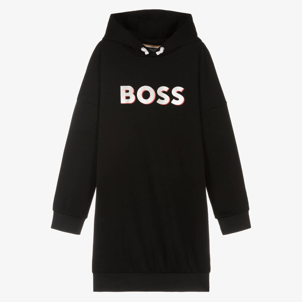 BOSS - Черное платье с капюшоном для девочек-подростков | Childrensalon