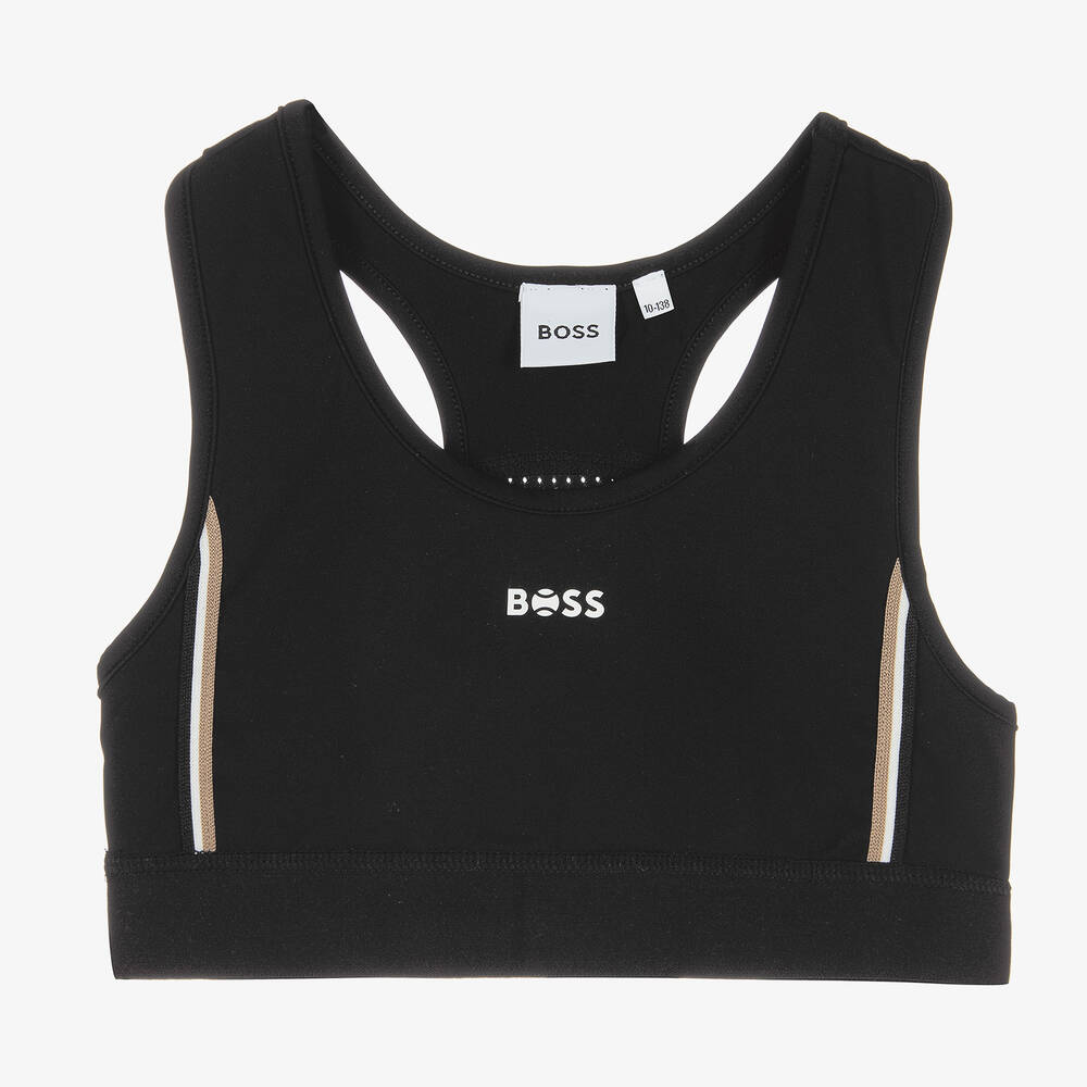 BOSS - Teen Girls Black Logo Sports Top | Childrensalon