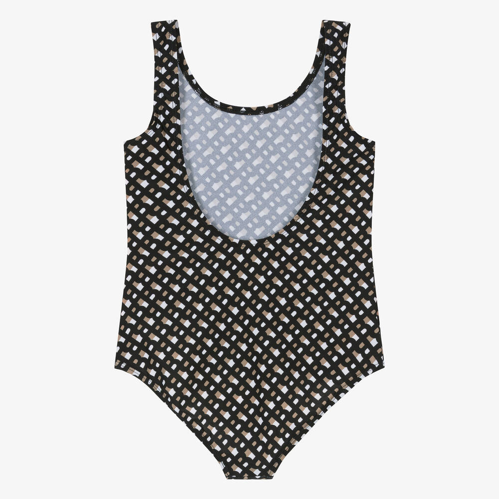 BOSS-مايّو بطبعة مونوغرام لون أسود للمراهقات | Childrensalon Outlet