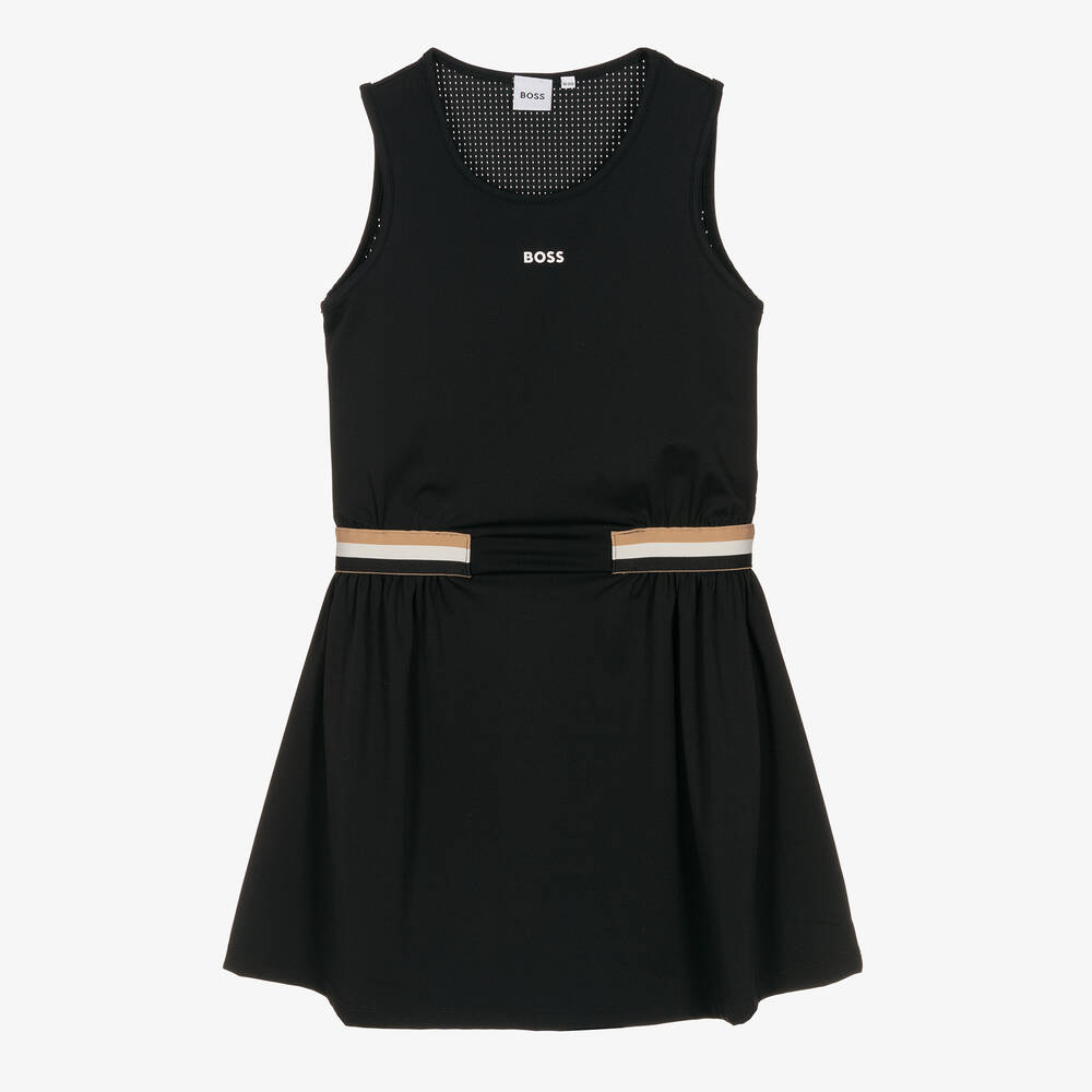 BOSS - Teen Girls Black Tricolour Logo Dress | Childrensalon