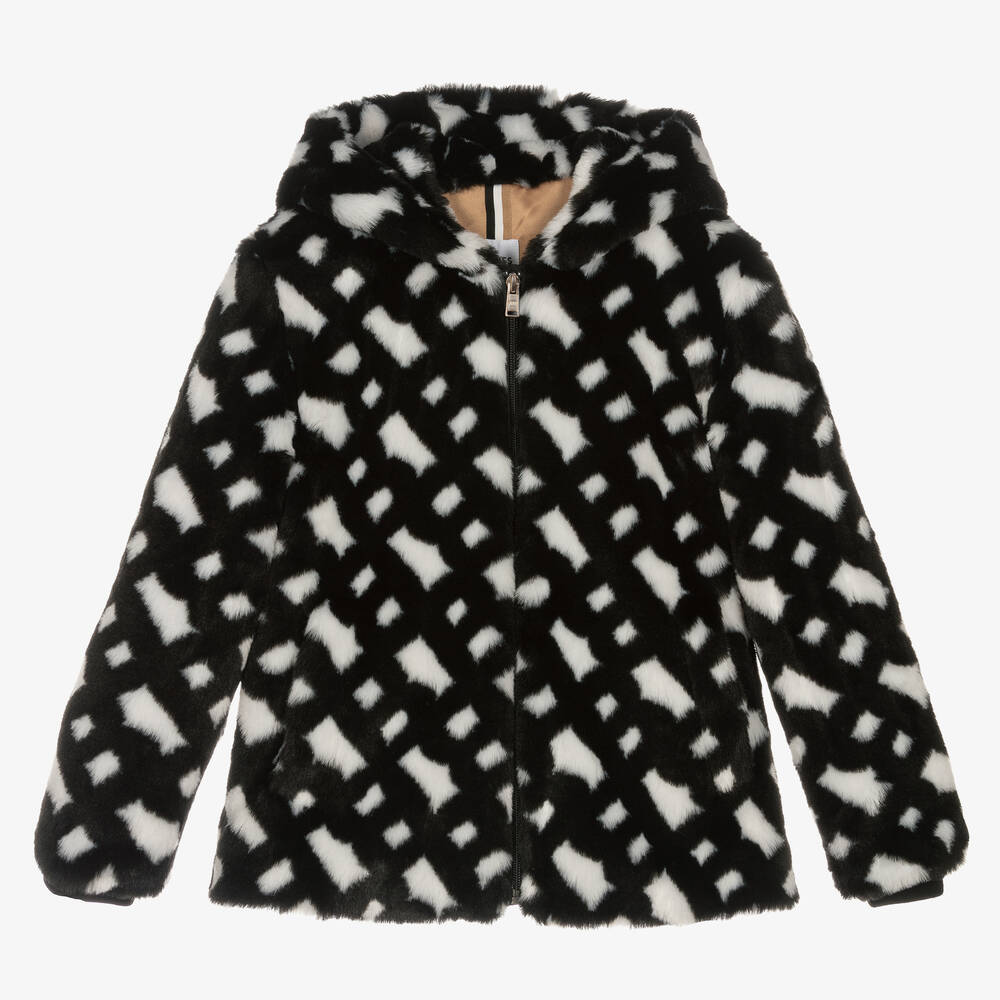 BOSS - Черно-белая плюшевая куртка для девочек-подростков | Childrensalon