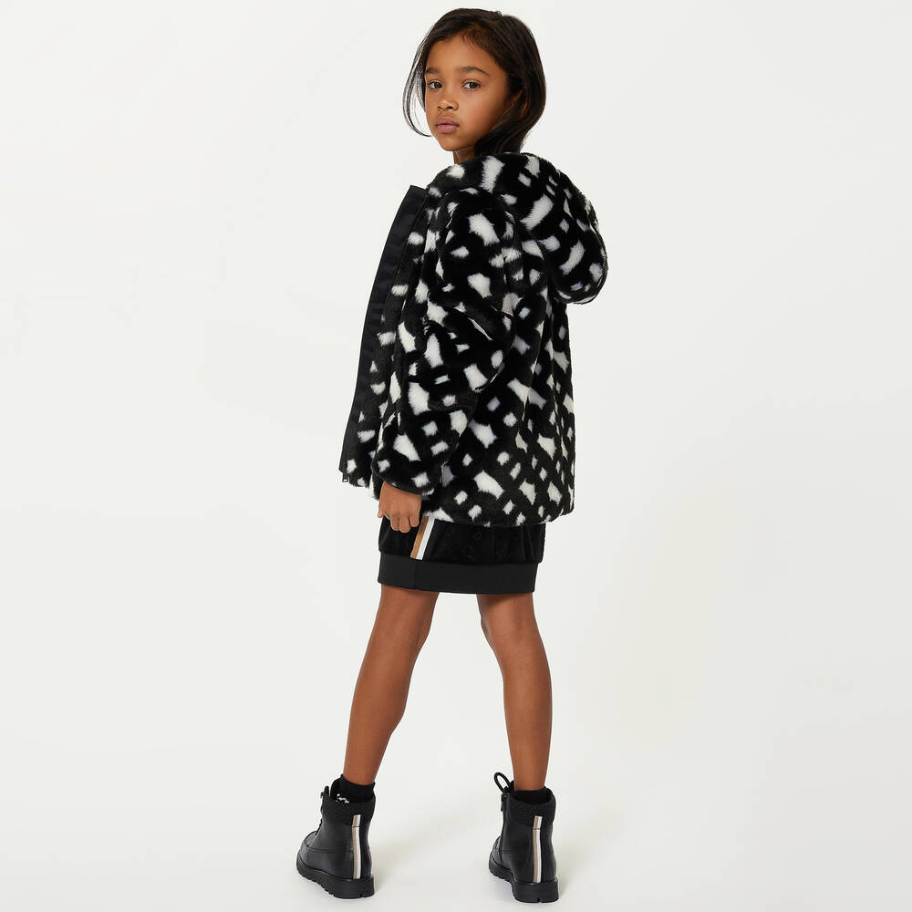 BOSS-Черно-белая плюшевая куртка для девочек-подростков | Childrensalon Outlet