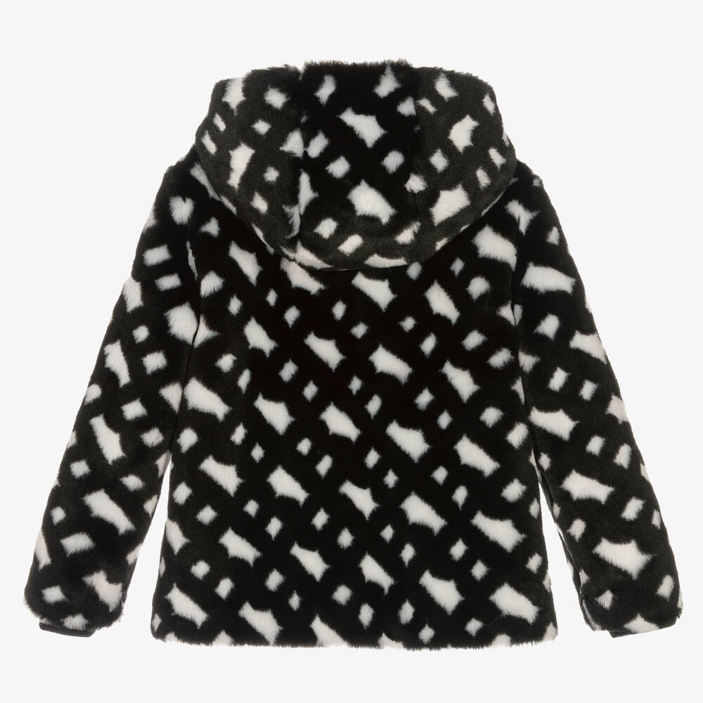 BOSS-Черно-белая плюшевая куртка для девочек-подростков | Childrensalon Outlet