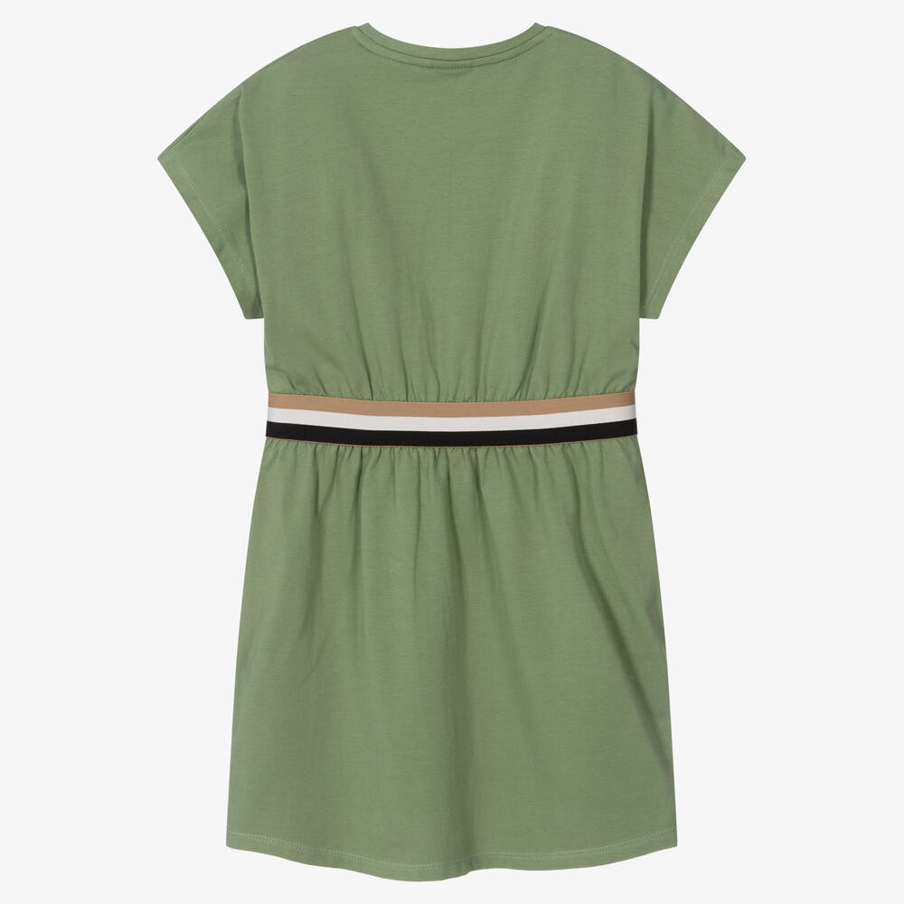 BOSS-Teen Girls Green Cotton Logo Dress | Childrensalon Outlet