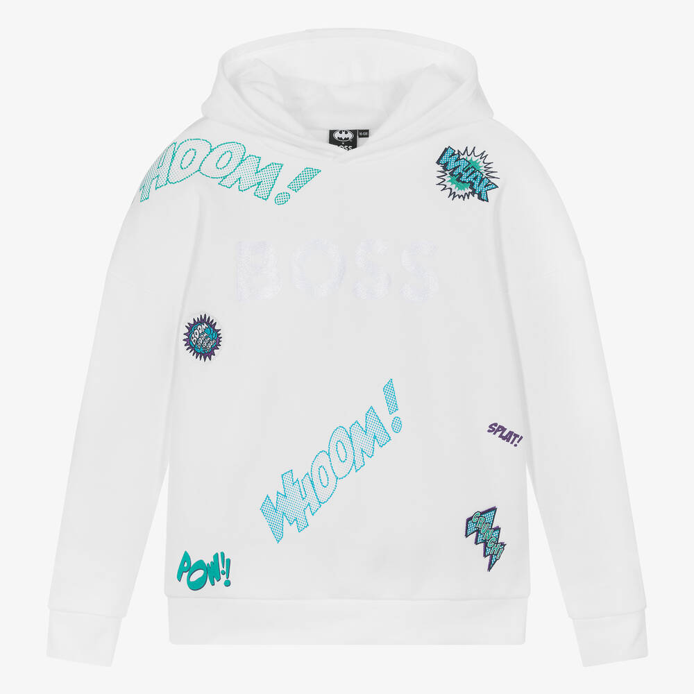 BOSS - Sweat à capuche coton blanc Batman | Childrensalon