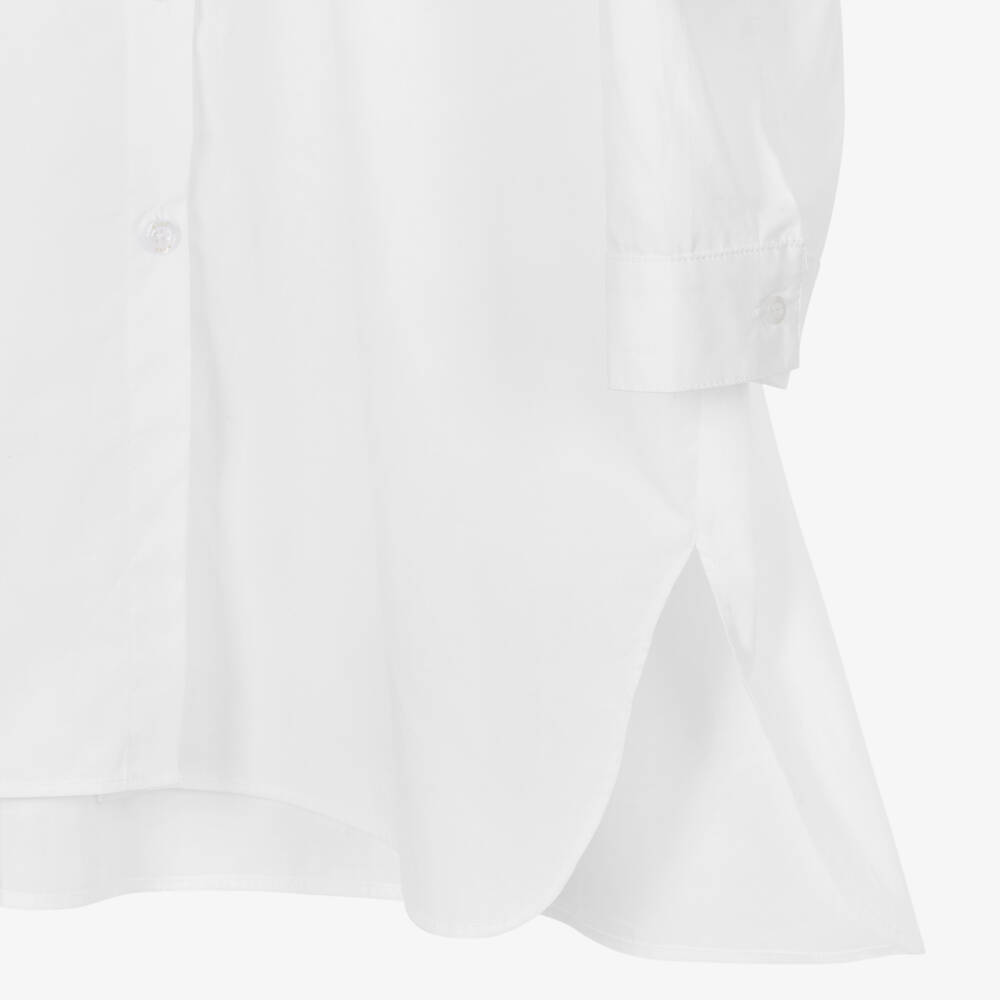BOSS-Белое платье-рубашка из хлопкового поплина | Childrensalon Outlet