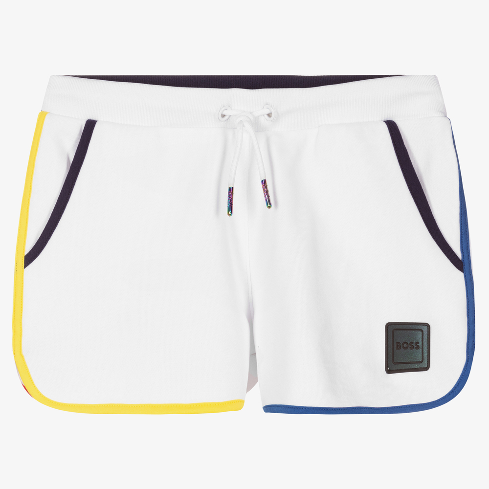 BOSS - Teen Girls White Cotton Shorts | Childrensalon