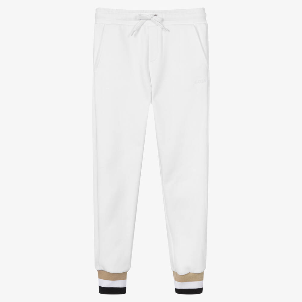 BOSS - Teen Girls White Logo Joggers  | Childrensalon