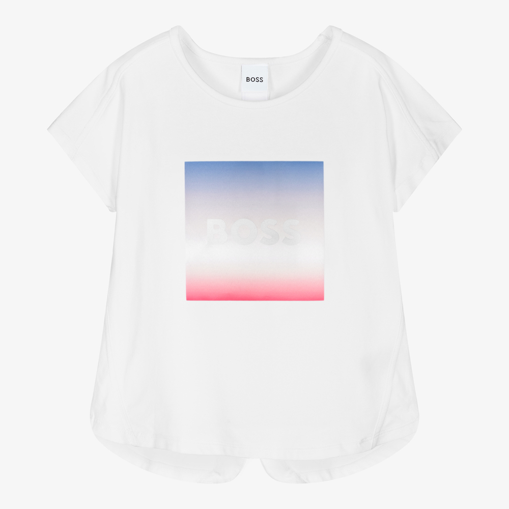 BOSS-Белая футболка для девочек-подростков | Childrensalon Outlet