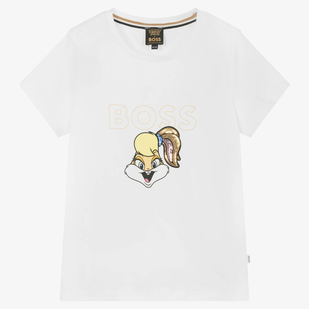 BOSS - Teen Girls White Looney Tunes™ Logo T-Shirt | Childrensalon