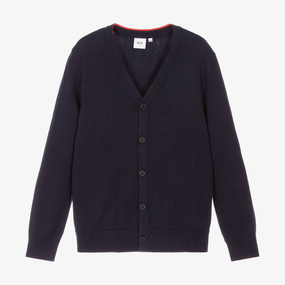 BOSS-Teen Navy Blue Knit Cardigan | Childrensalon Outlet