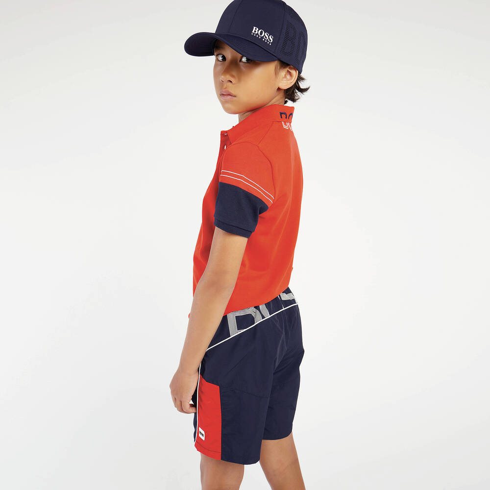 BOSS-Teen Navy Blue Logo Shorts | Childrensalon Outlet