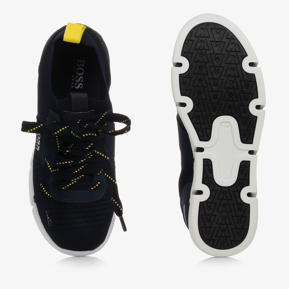 BOSS-Teen Navy Blue Logo Sneakers | Childrensalon Outlet