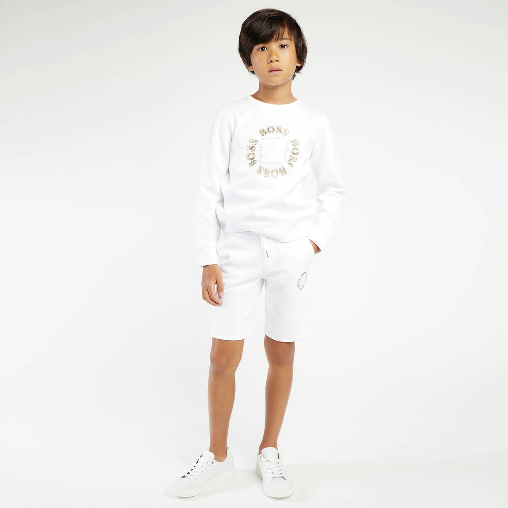 BOSS-Белая толстовка с логотипом для подростков | Childrensalon Outlet