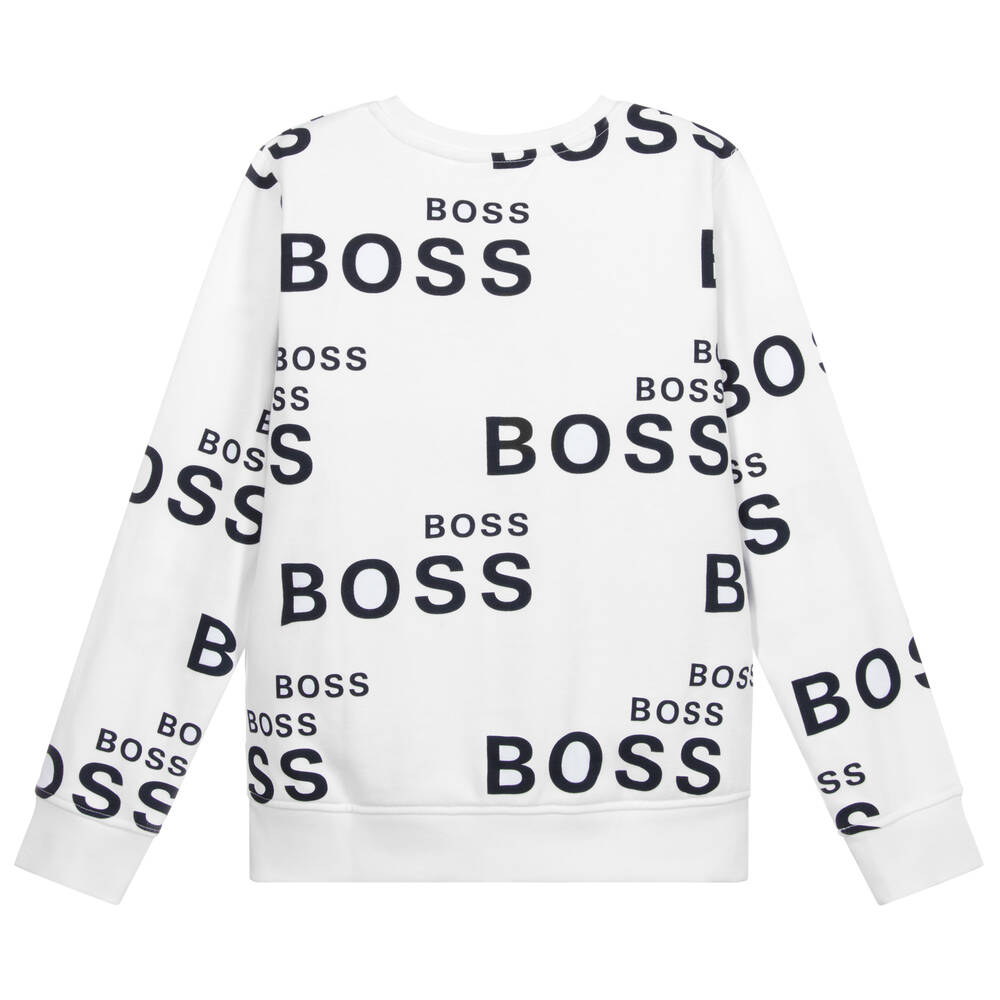 BOSS-Teen White Logo Sweatshirt | Childrensalon Outlet