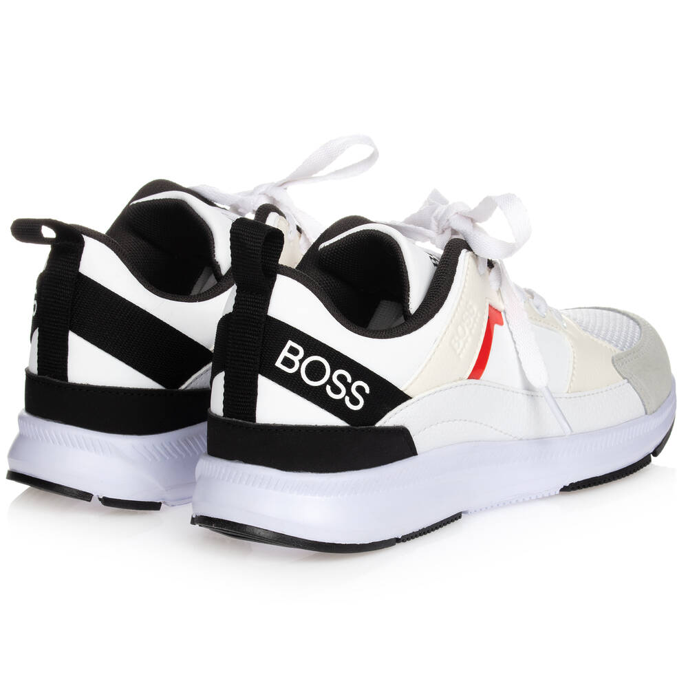 BOSS-ترينرز تينز ولادي جلد صناعي لون أبيض | Childrensalon Outlet