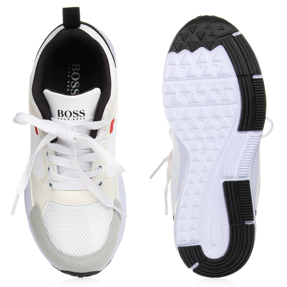 BOSS-ترينرز تينز ولادي جلد صناعي لون أبيض | Childrensalon Outlet
