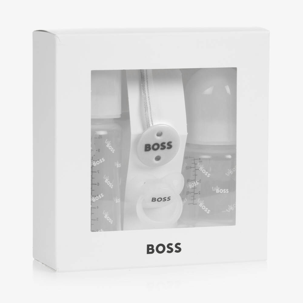 BOSS-White Bottle & Dummy Set | Childrensalon Outlet