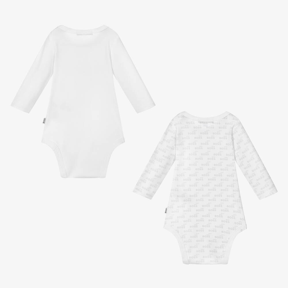 BOSS-أوفرول بادي قطن عضوي لون أبيض (عدد 2) | Childrensalon Outlet