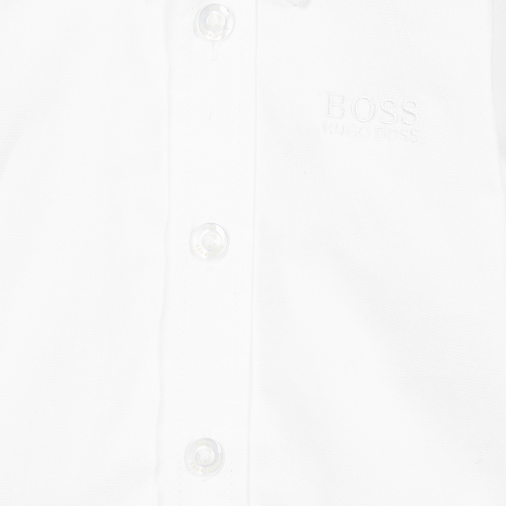 BOSS-White Cotton Logo Baby Shirt | Childrensalon Outlet