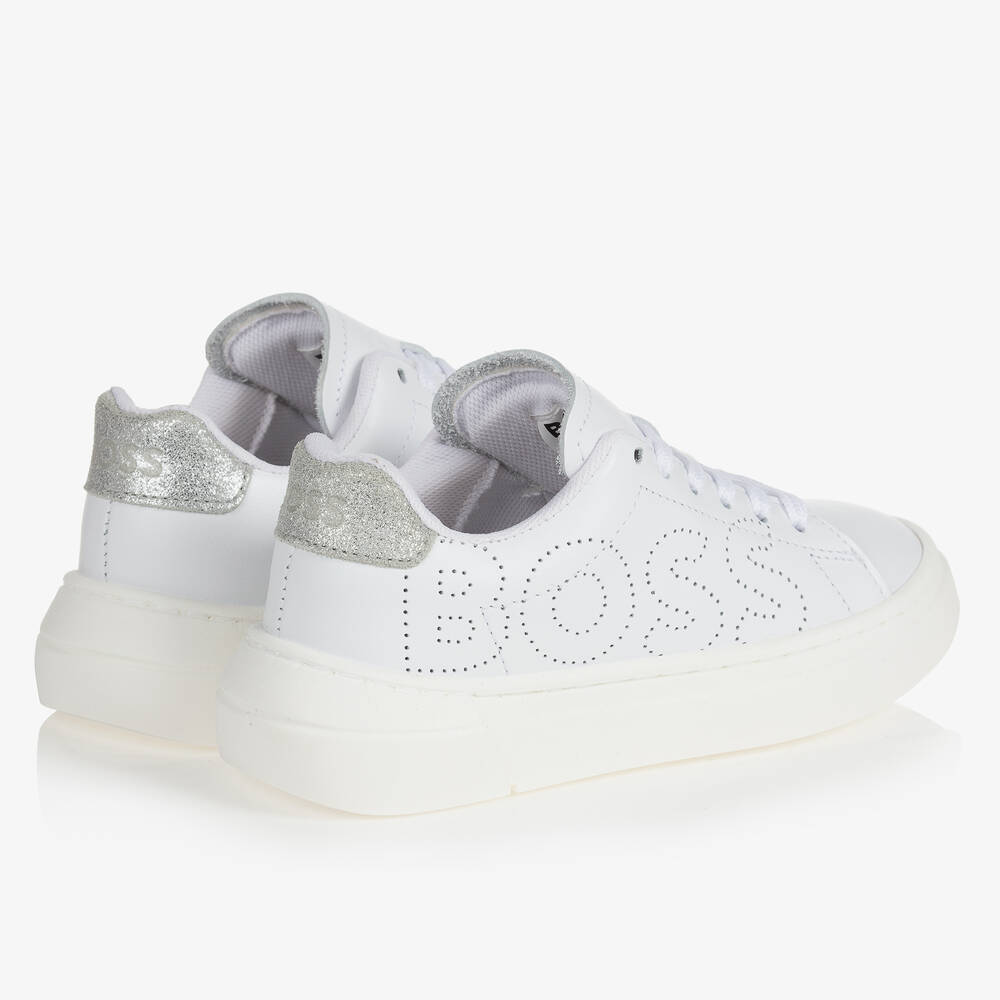 BOSS-ترينرز جلد لون أبيض للبنات | Childrensalon Outlet