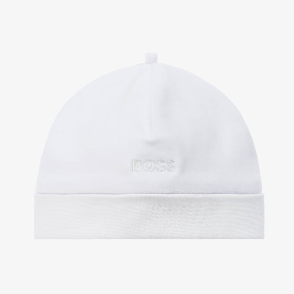 BOSS - Bonnet blanc en velours bébé | Childrensalon