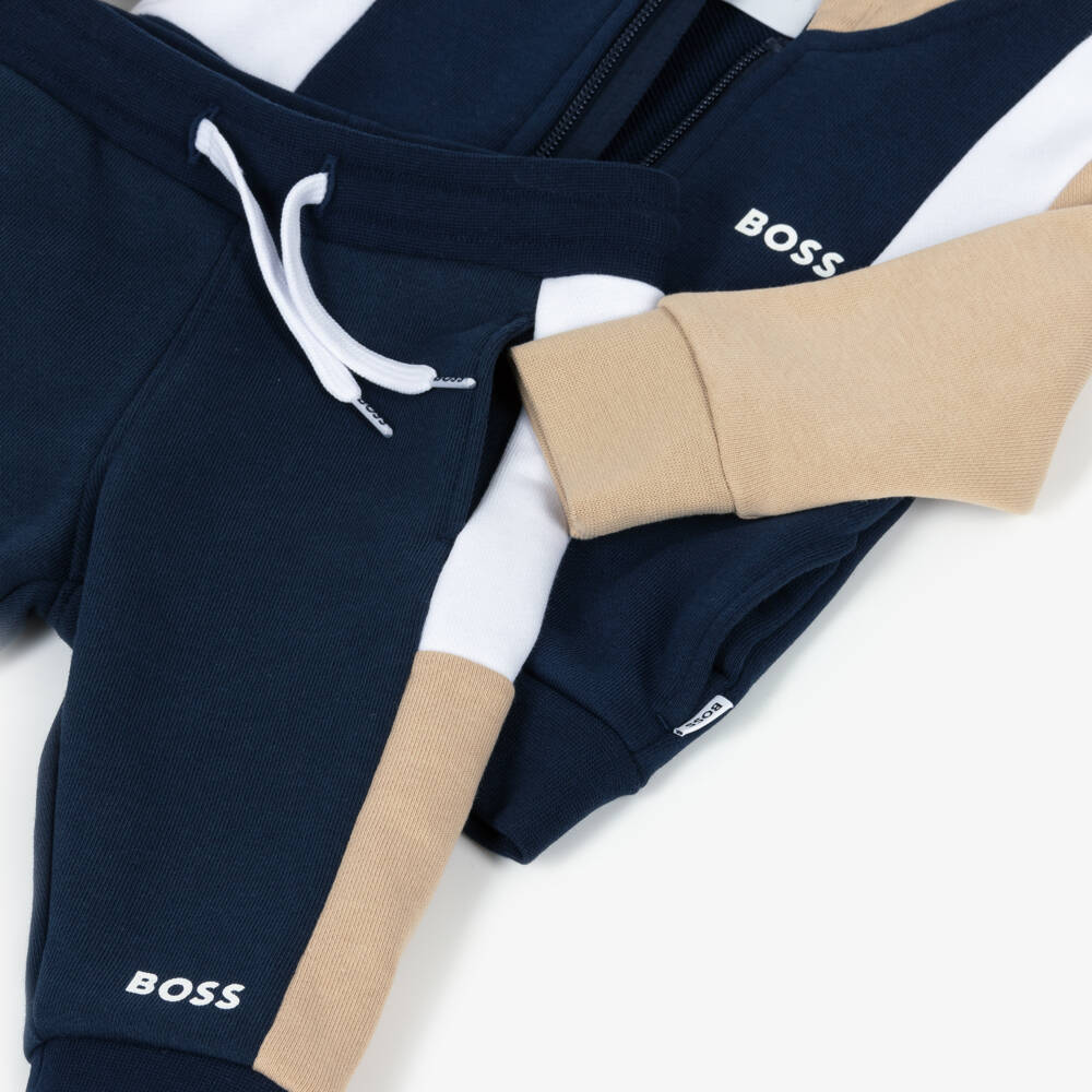 BOSS-Young Gentleman's Beige & Blue Hoodie Set | Childrensalon Outlet