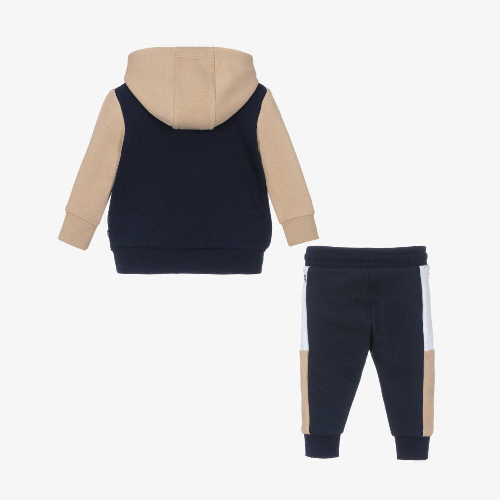 BOSS-Young Gentleman's Beige & Blue Hoodie Set | Childrensalon Outlet