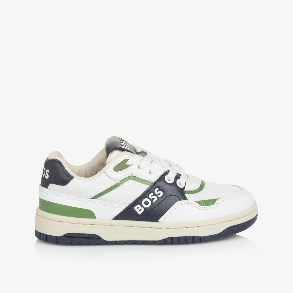 BOSS-حذاء رياضي أبيض وكحلي للأولاد الأنيقين | Childrensalon Outlet