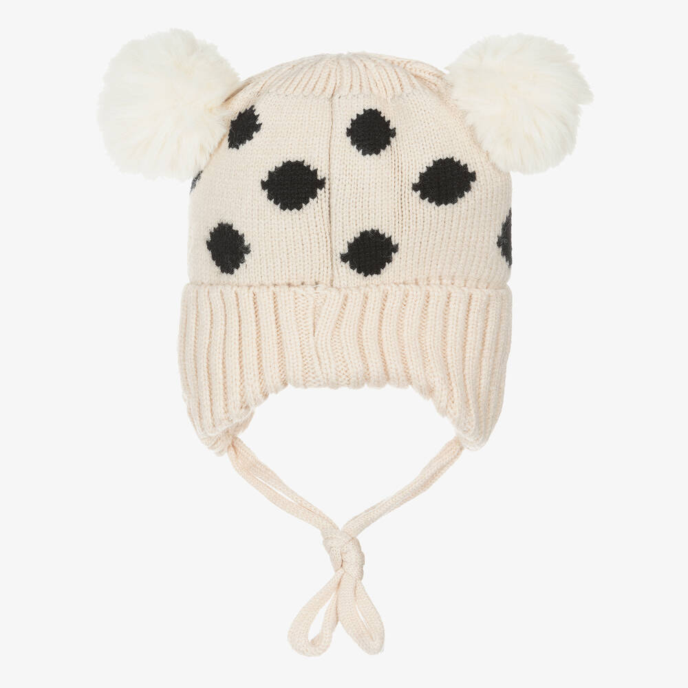 بوتيك لندن-قبعة مزيج أكريليك محبوك لون بيج للمولودات | Childrensalon Outlet