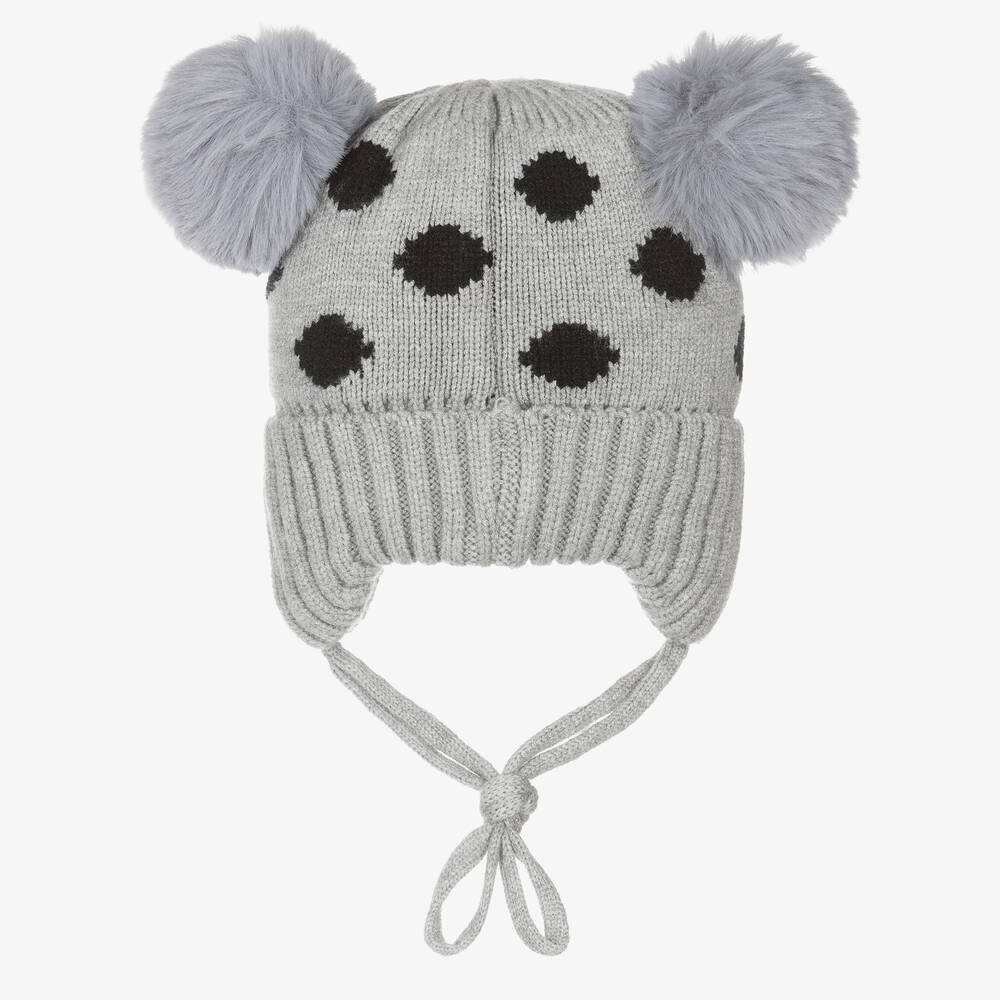 بوتيك لندن-قبعة مزيج أكريليك محبوك لون رمادي للمولودات | Childrensalon Outlet
