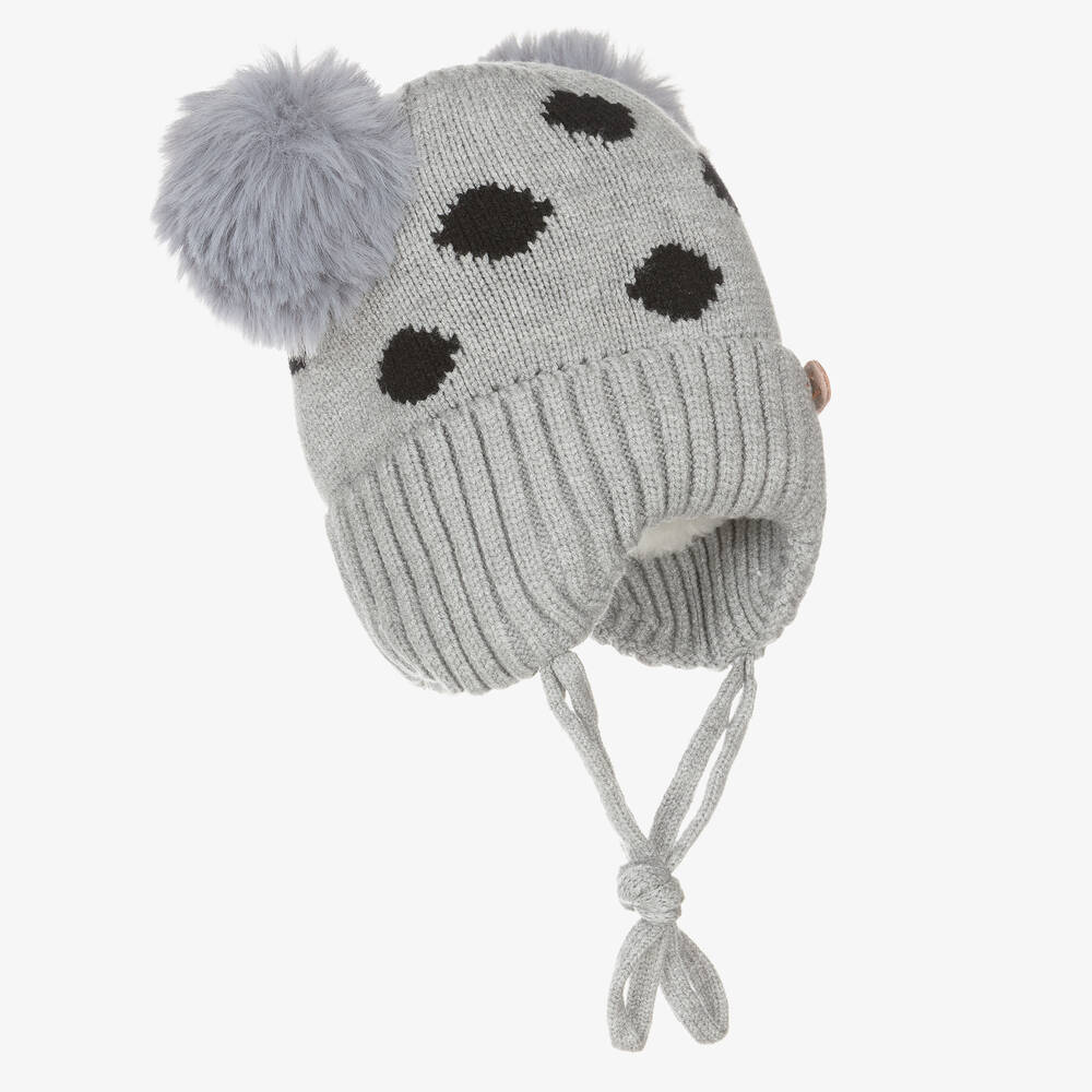 بوتيك لندن-قبعة مزيج أكريليك محبوك لون رمادي للمولودات | Childrensalon Outlet